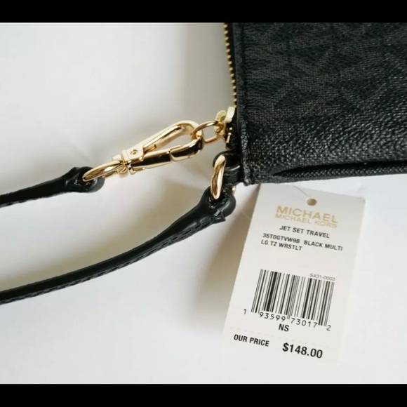 Michael Kors Jet Set Signature Stripe Wristlet. - Picture 7 of 8